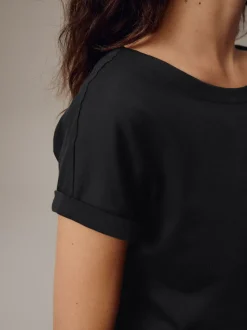 Noir - T-shirt à manches cap