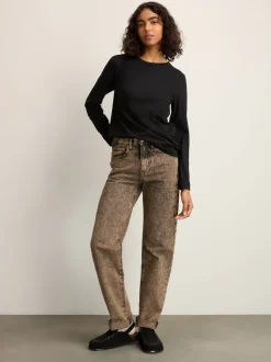 Noir - T-shirt à manches longues de cou d'équipage