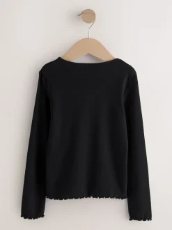 Noir - T-shirt à manches longues en coton riche (3mths-7yrs)