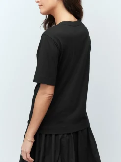 Noir - T-shirt Col en V souple en coton modal