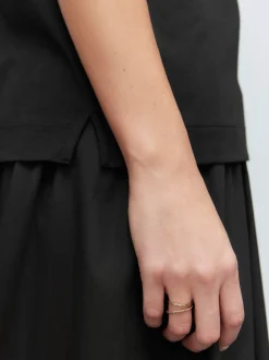 Noir - T-shirt Col en V souple en coton modal