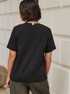 Noir - T-shirt Manche courte Col ras du cou lourd