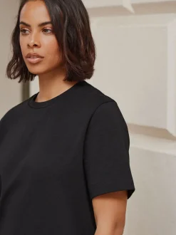 Noir - T-shirt Manche courte Col ras du cou lourd