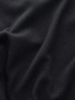 Noir - Uni - Pull col rond riche en coton coupe classique