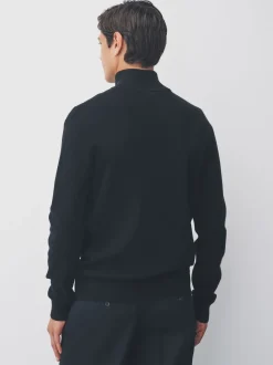 Noir - Uni - Pull N.Premium Coupe classique 100% Coton Premium à fermeture éclair