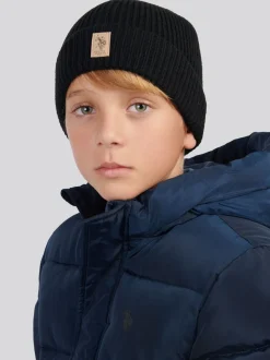 Noir - U.S. Polo Assn. Bonnet Signature Double Horsemen en maille