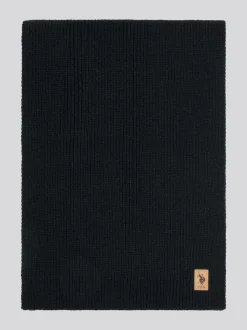 Noir - U.S. Polo Assn. Ensemble bonnet et écharpe en maille côtelée de luxe pour homme