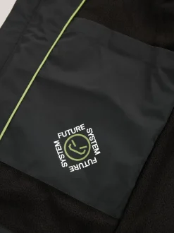 Noir - Veste à capuche imperméable doublée de polaire (3-17ans)