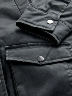 Noir - Veste cirée en fausse (5-14ans)