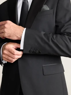 Noir - Veste de costume de smoking Coupe ajustée Signature Nova Fides 100% laine italienne