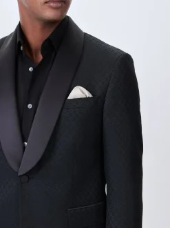 Noir - Veste de costume en jacquard coupe ajustée
