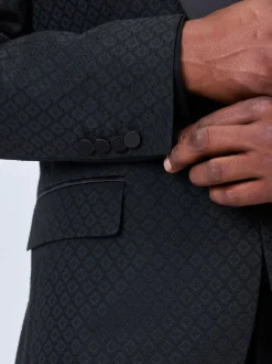 Noir - Veste de costume en jacquard coupe ajustée
