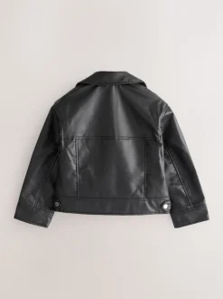 Noir - Veste de motard en PU (3-16yrs)
