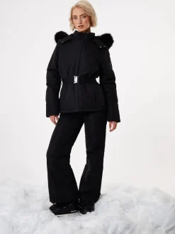 Noir - Veste de ski rembourré Threadbare Ceinturé