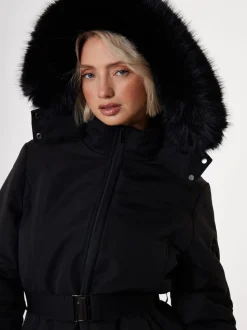 Noir - Veste de ski rembourré Threadbare Ceinturé
