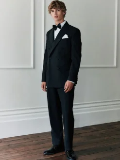 Noir - Veste de smoking double boutonnage en laine 100Signature Nova Fides