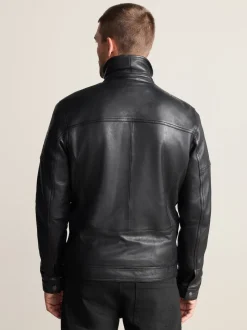 Noir - Veste en cuir Signatures à quatre poches doublée Borg