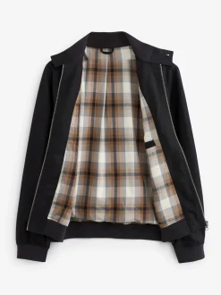 Noir - Veste Harrington à doublure Imperméable À carreaux