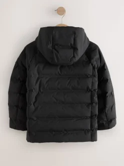 Noir - Veste imperméable à capuche de poids moyen (3-17ans)