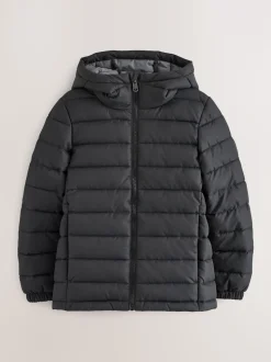 Noir - Veste matelassée à capuche de poids moyen (3-17ans)