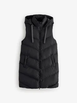 Noir - Veste matelassée sans manches Threadbare coupe longue