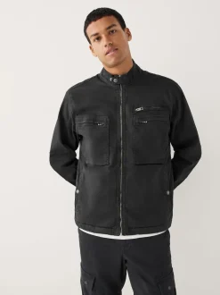 Noir - Veste zippée doublée de peau de mouton