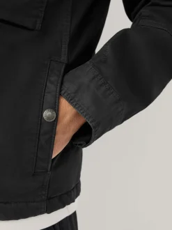 Noir - Veste zippée doublée de peau de mouton