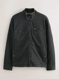 Noir - Veste zippée doublée de peau de mouton