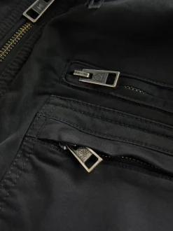 Noir - Veste zippée doublée de peau de mouton