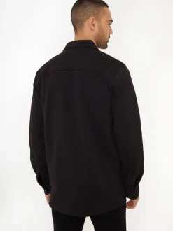 Noir - Veste-chemise boutonnée en sergé Threadbare