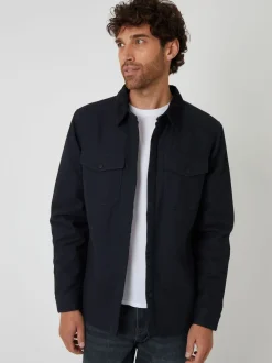 Noir - Veste-chemise Threadbare doublée de peau de mouton