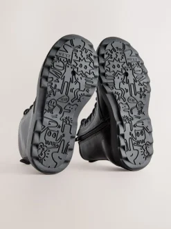 Noir - Warm Lined À lacets Ankle Bottes