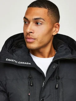 Noir - Zavetti Canada Mens Oshawa 2.0 Veste parka avec fausse fourrure détachable