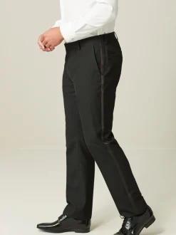 Noir avec détail de bande - Coupe sur mesure - Pantalon de costume de smoking