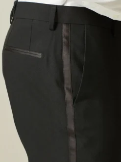 Noir avec détail de bande - Coupe sur mesure - Pantalon de costume de smoking
