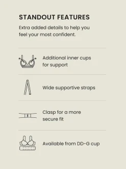 Noir côtelé - Haut de bikini DD+ câblé court