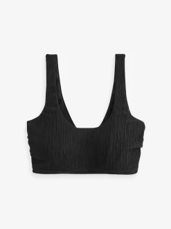 Noir côtelé - Haut de bikini DD+ câblé court