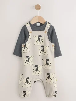 Noir et blanc chien - Ensemble salopette et body bébé en jersey (0 mois-2 ans)
