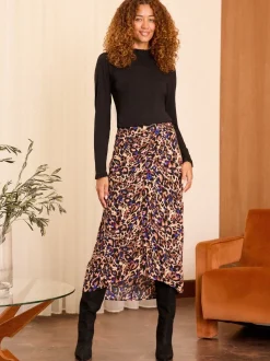 Noir et Rayure - Love & Roses haut en jersey à manches longues et col volanté