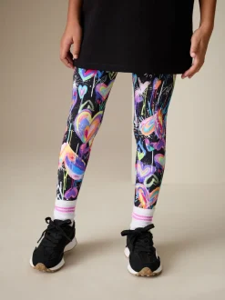 Noir Graffiti coeur - Leggings (3-16ans)