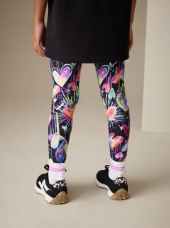 Noir Graffiti coeur - Leggings (3-16ans)