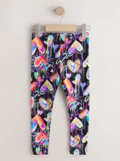 Noir Graffiti coeur - Leggings (3-16ans)