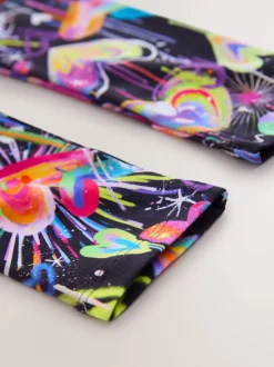 Noir Graffiti coeur - Leggings (3-16ans)