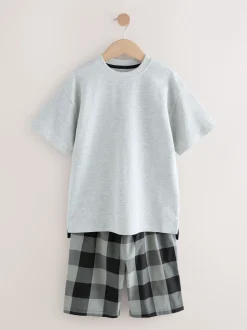 Noir gris - Lot de 2 pyjamas oversize tissés à carreaux (3-16ans)