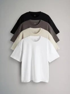 Noir gris blanc - The Set lot de 4 t-shirts en coton à manches courtes