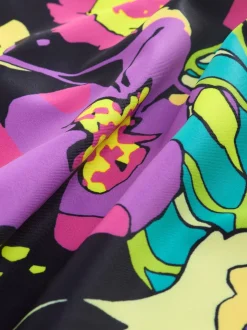 Noir imprimé tropical - Maillot de bain à découpes (3à16ans)