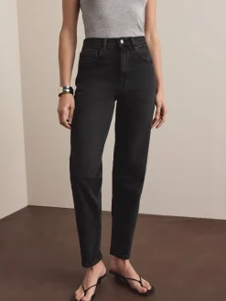 Noir lavé - Jean colonne extensible Mom Comfort
