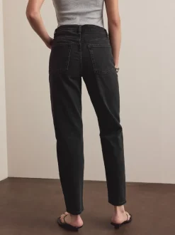 Noir lavé - Jean colonne extensible Mom Comfort