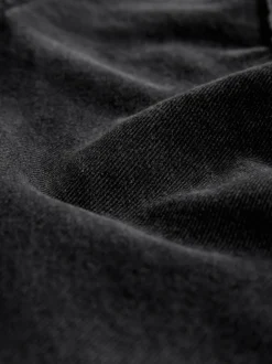 Noir lavé - Jogging en jean large à plis nervurés