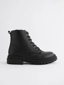 Noir mat - Warm Lined À lacets Ankle Bottes